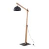 Lampa podłogowa Oslo z drewnianą podstawą i materiałowym abażurem