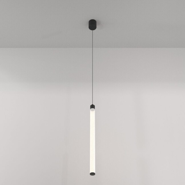 Czarna lampa wisząca Ray w kształcie tuby LED