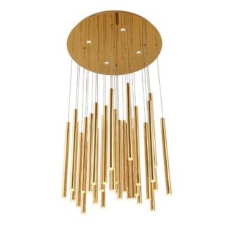 Złota, ściemnialna lampa wisząca Organic o efektownym designie