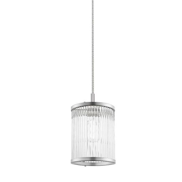 Srebrna szklana lampa wisząca Sergio S w eleganckim stylu