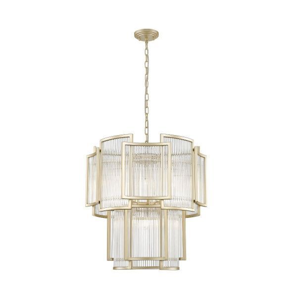 Złota wisząca lampa Sergio L z kloszem ze szkła