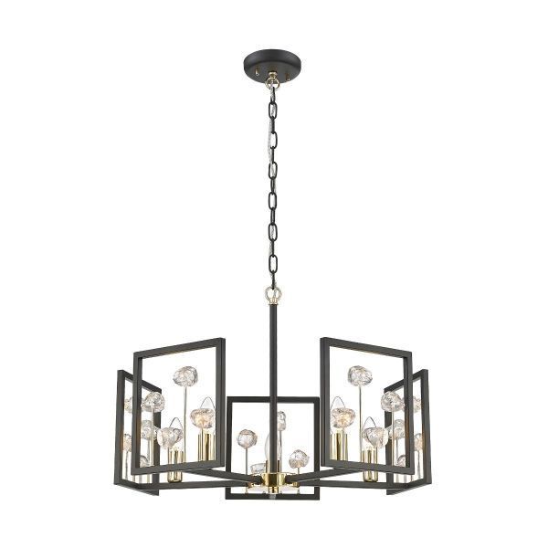 Elegancki żyrandol Caroline z kloszem ozdobionym kryształkami