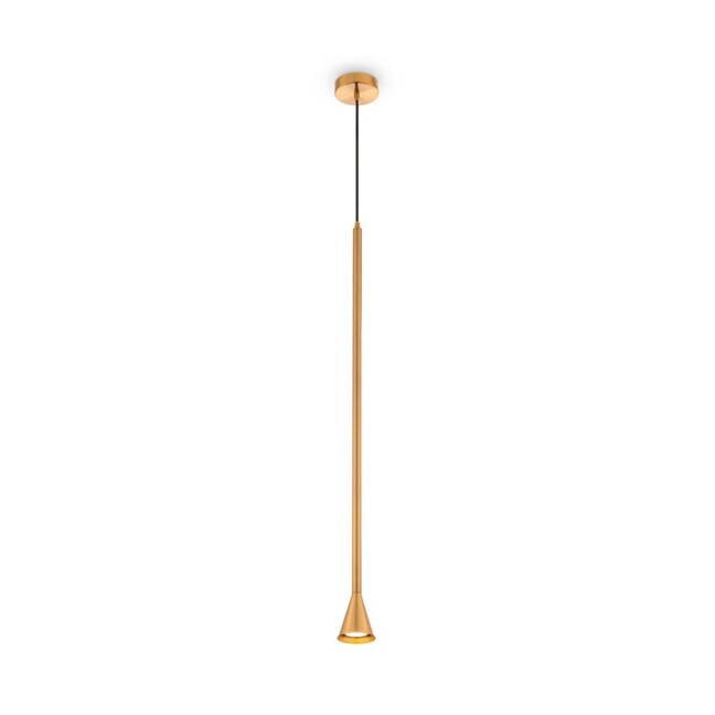 Wisząca lampa Arrow w kształcie złotego stożka
