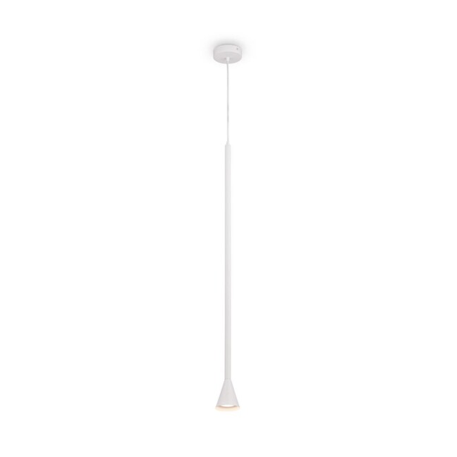 Wisząca lampa Arrow w białym kolorze z wydłużonym kloszem