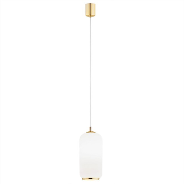 Wisząca lampa Pallado ze szkła, ozdobiona złotymi akcentami