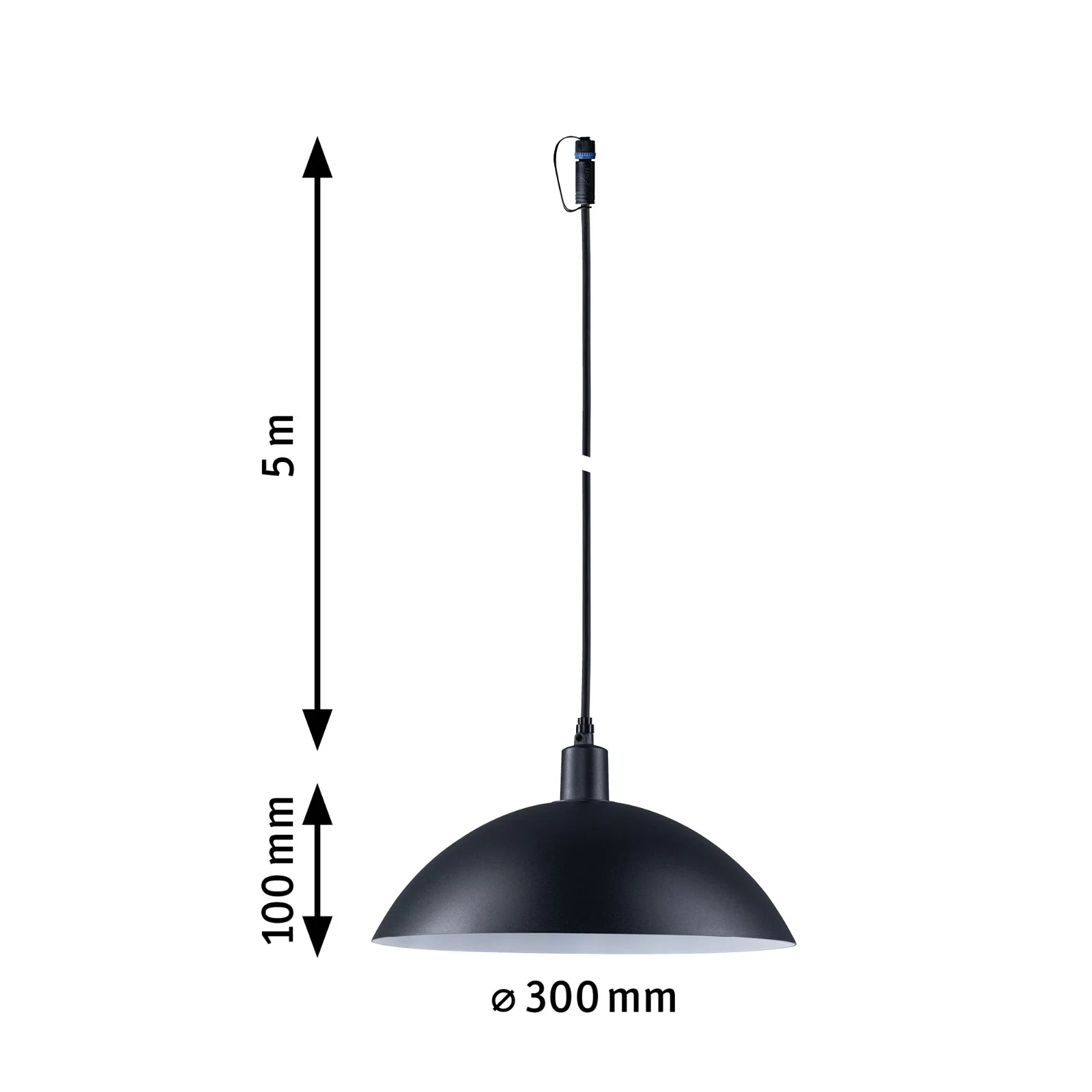 Wisząca lampa Mapalo Plug&Shine o klasie ochrony IP44, idealna na taras