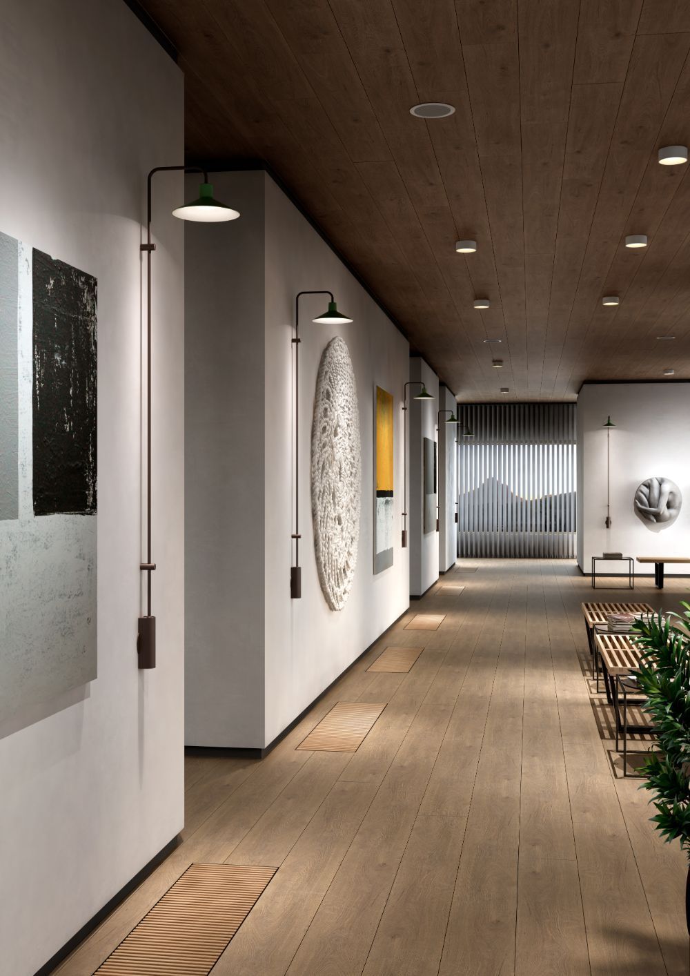 Kinkiet Platet A/06 w oliwkowej szarości z wysoką podstawą