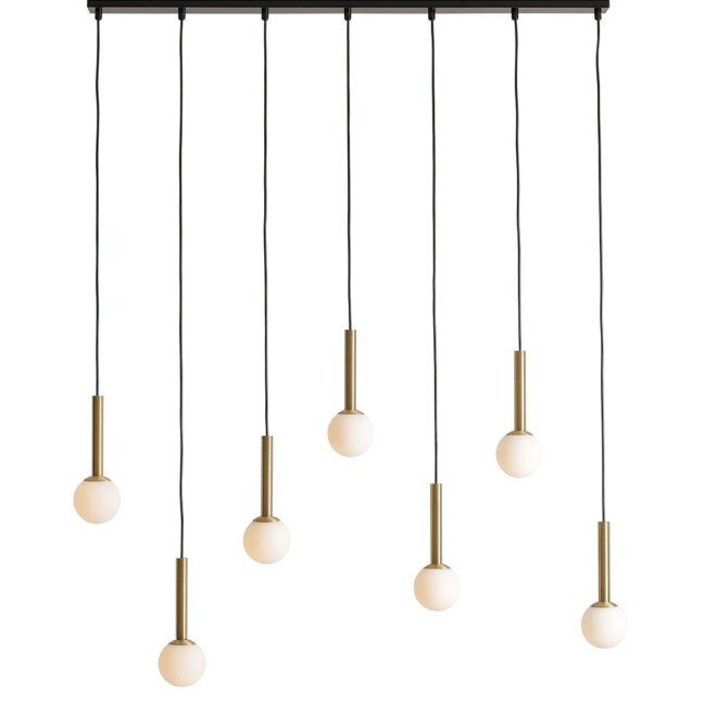 Wisząca lampa Riu 7 z eleganckimi złotymi akcentami