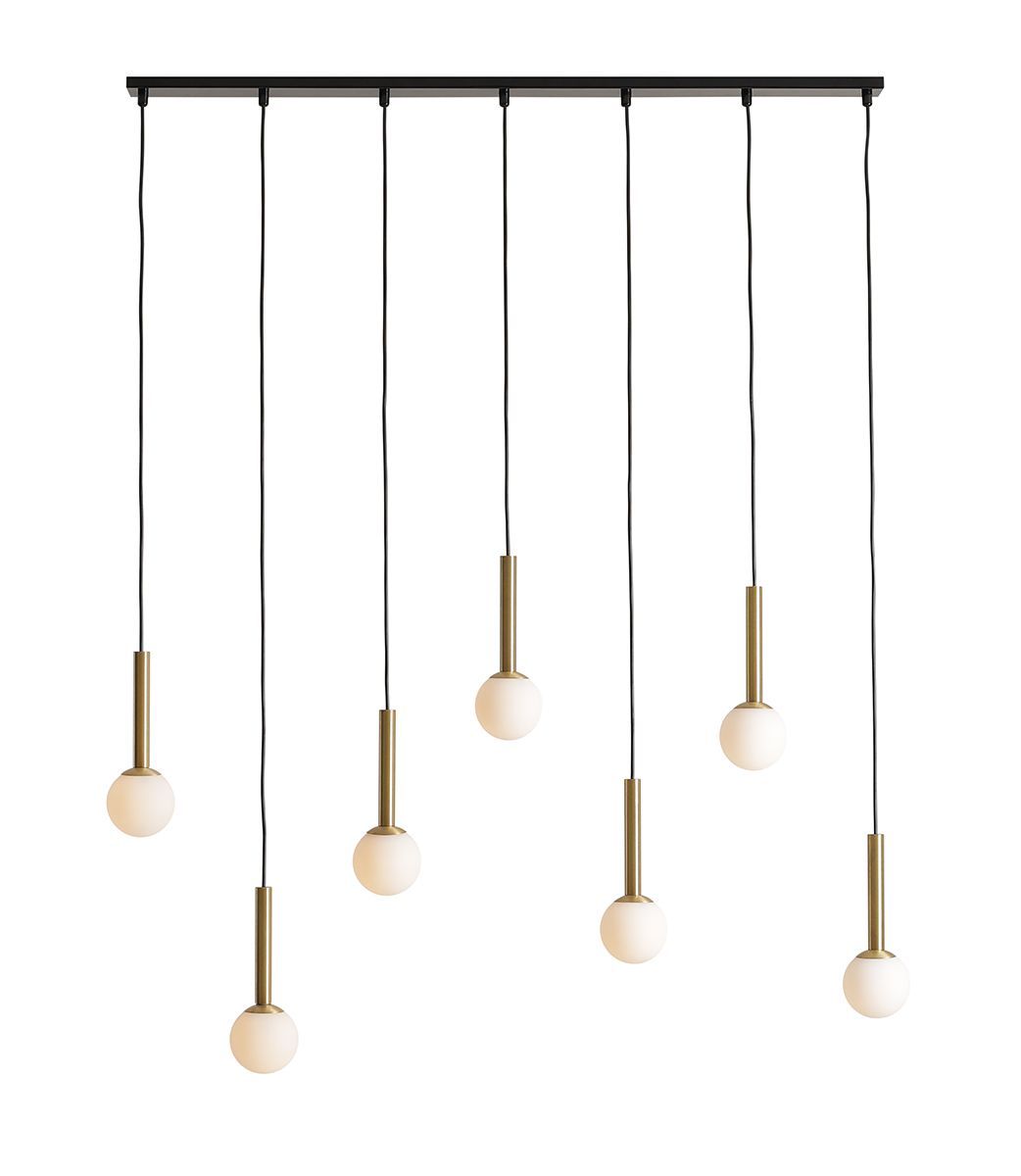 Wisząca lampa Riu 7 z eleganckimi złotymi akcentami