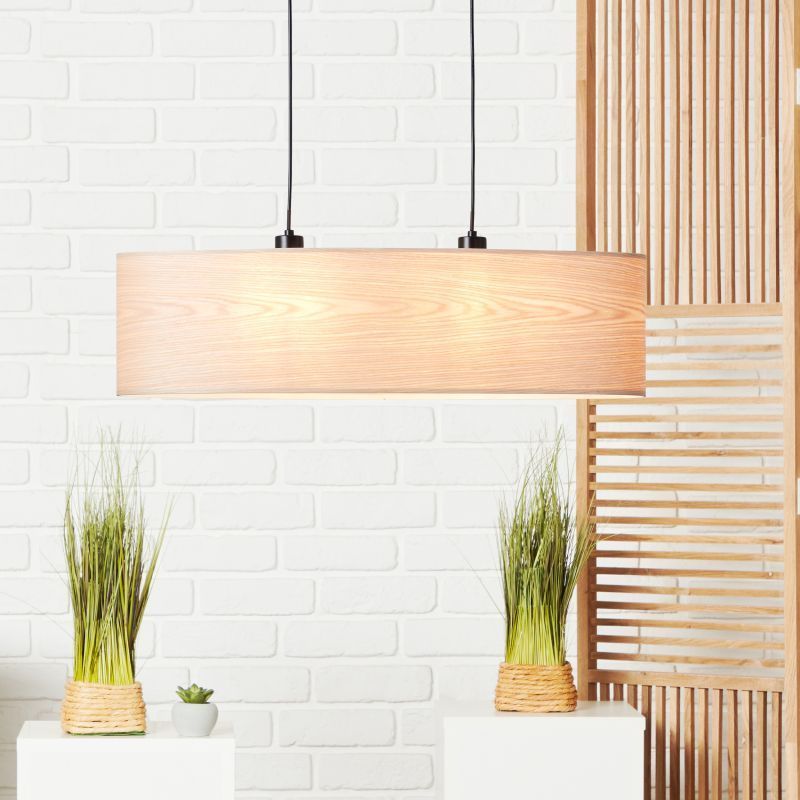 Duża wisząca lampa Romm z jasnego drewna
