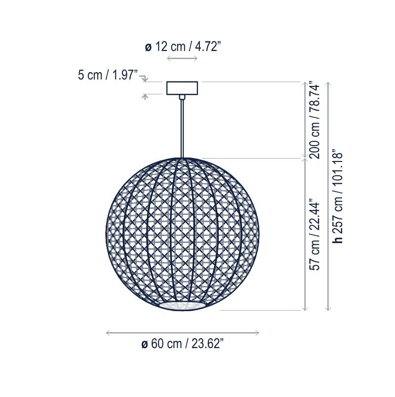 Beżowa lampa wisząca Nans Sphere S/60 Outdoor