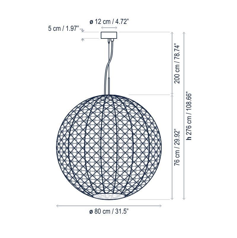 Czerwona, duża lampa wisząca Nans Sphere S/80 Outdoor