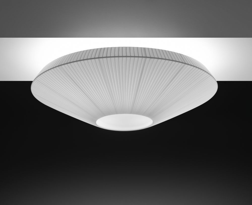 Biały plafon Siam 120 z plisowanym kloszem