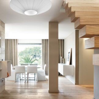 Biały plafon Siam 120 z plisowanym kloszem