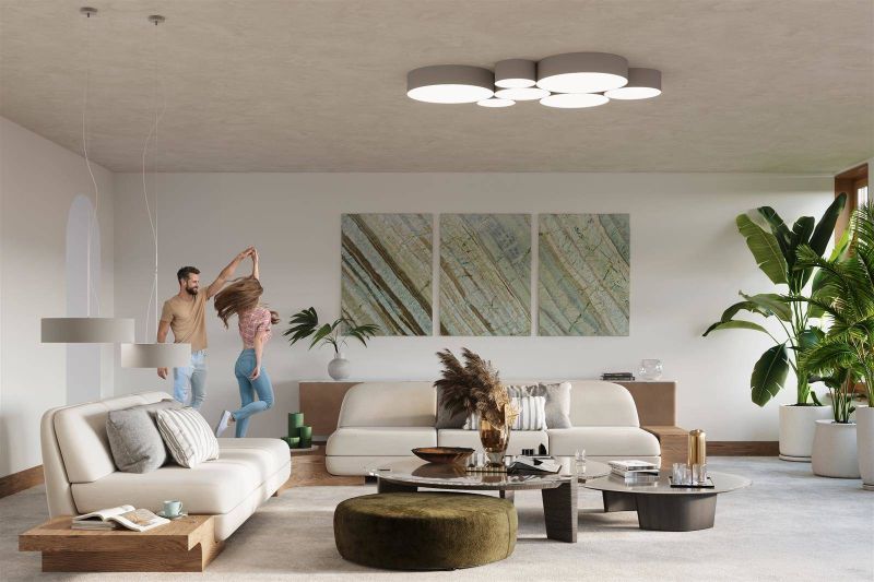 Nowoczesna lampa sufitowa Arena z kloszem w kolorze szarym