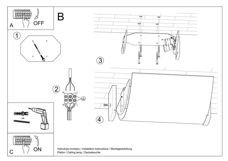 Unikalny plafon Emilio z kloszem wykonanym ze szkła