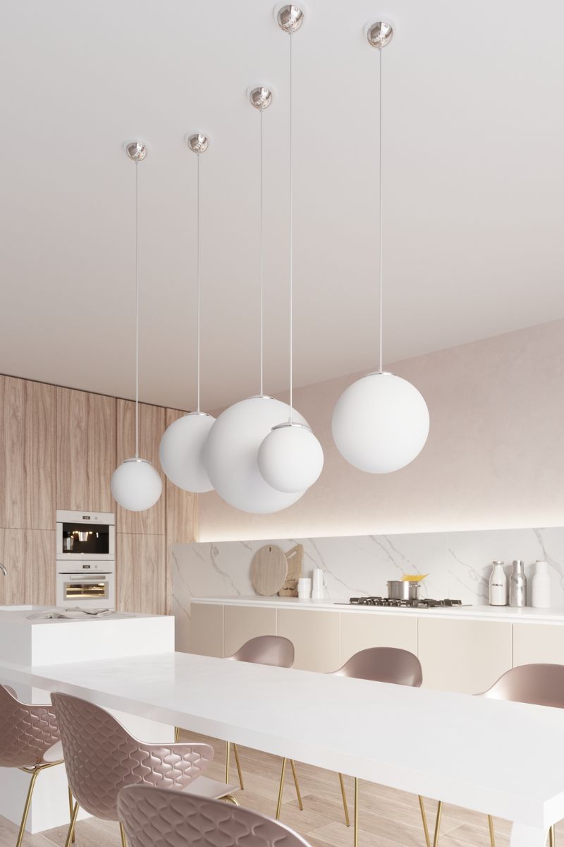 Wisząca lampa ze szkła Ugo 20 w kolorze chromu