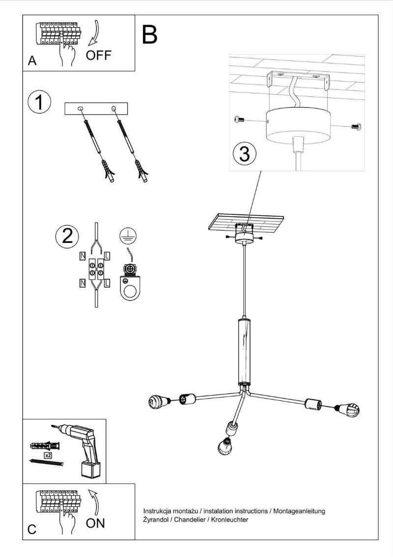 Metalowy żyrandol Duomo w kolorze czarnym