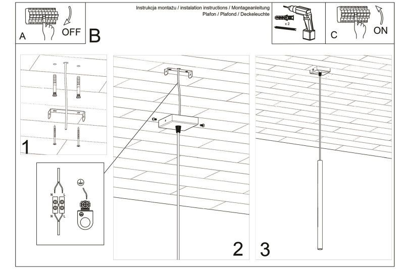Czarna wisząca lampa Pastelo z możliwością wymiany żarówki