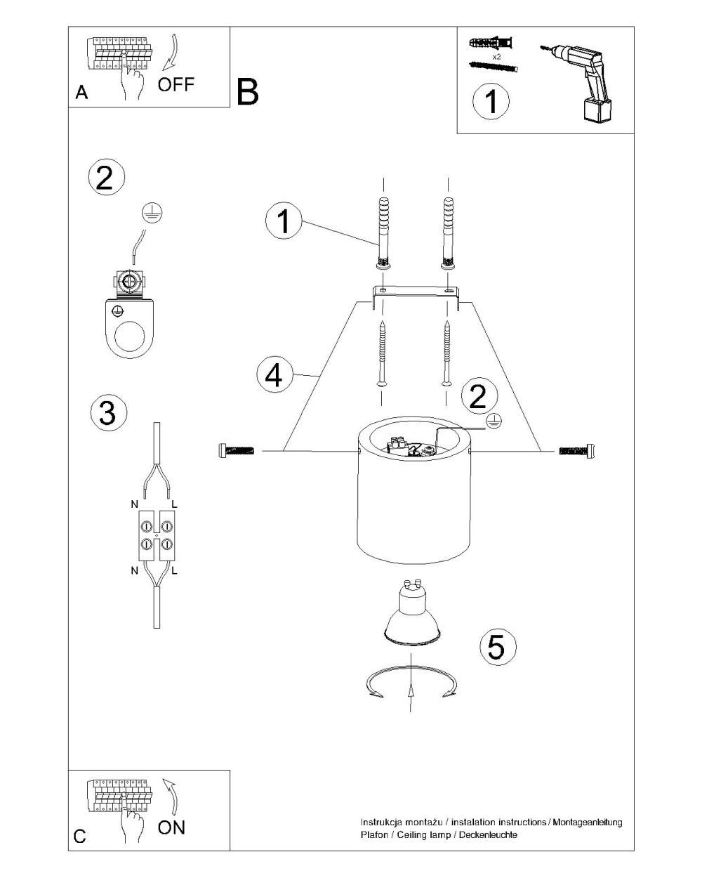 Spot sufitowy Orbis w formie czarnej tuby
