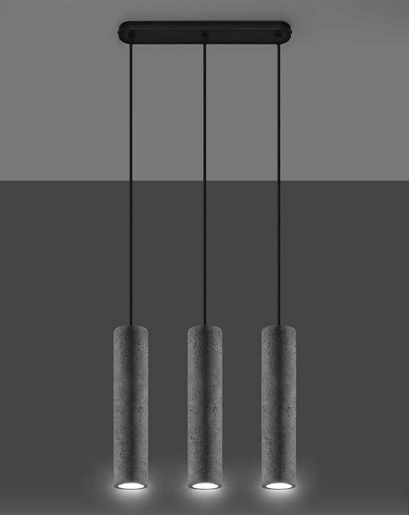 Lampa wisząca Luvo z trzema betonowymi kloszami