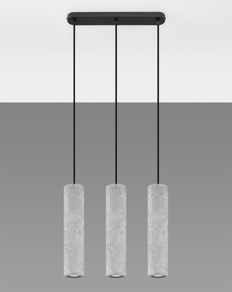 Lampa wisząca Luvo z trzema betonowymi kloszami