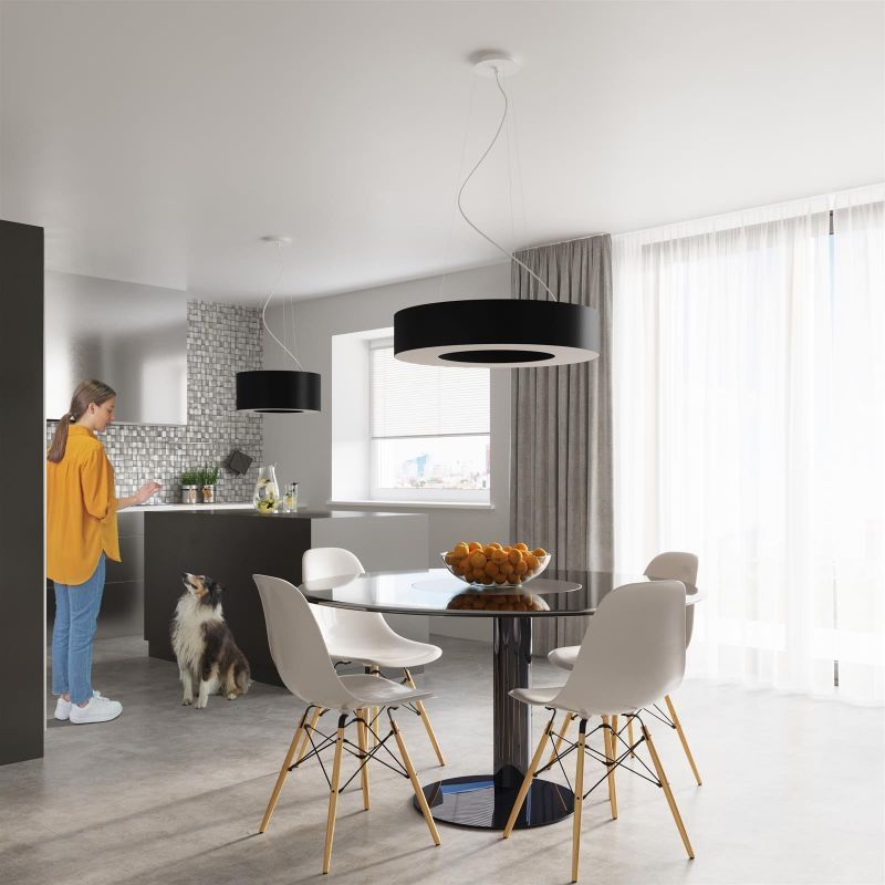 Czarna lampa wisząca Saturno 50