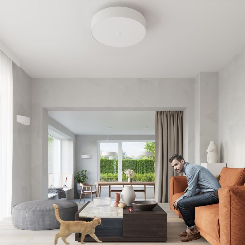 Duży plafon Skala z abażurem wykonanym z tkaniny