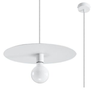 Nowoczesna wisząca lampa Flavio w kształcie białego dysku