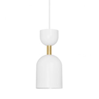 Wisząca lampa Supuru w białym kolorze z mosiężnym akcentem