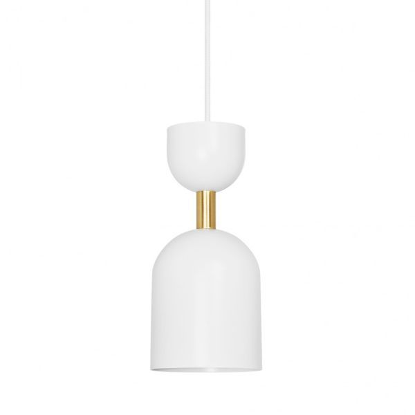 Wisząca lampa Supuru w białym kolorze z mosiężnym akcentem