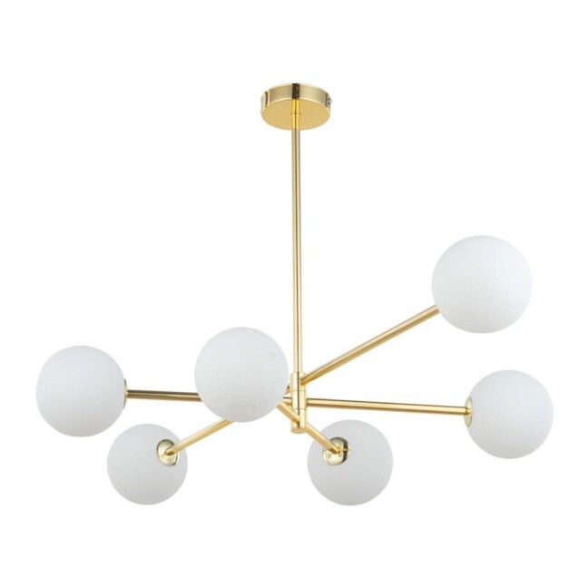 Elegancka, złota lampa sufitowa Sarius Gold z sześcioma źródłami światła