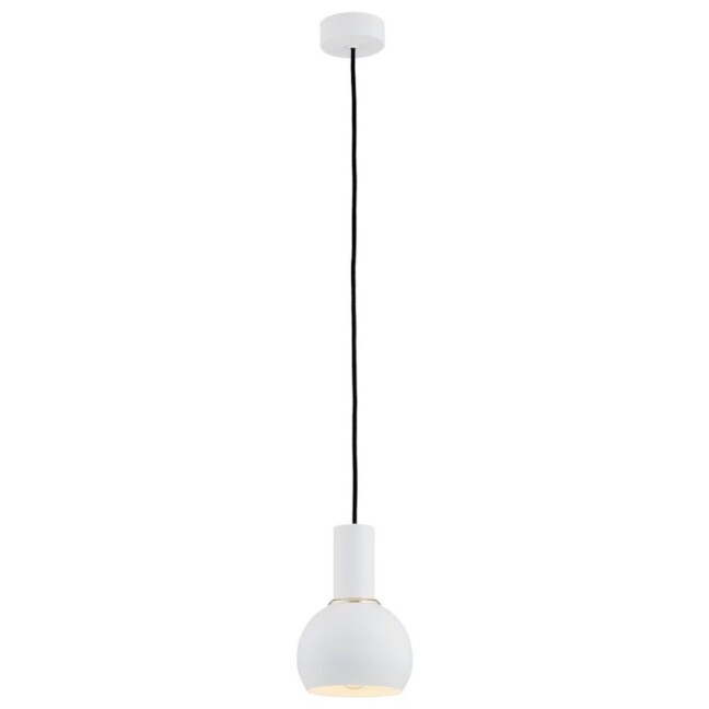 Biała, kulista lampa wisząca Sines