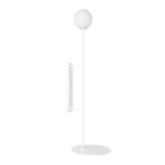 Biały kinkiet Tablo z półką i szklanym kloszem