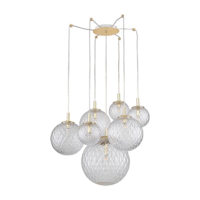 Duża lampa sufitowa Cadix Gold L nad stół w jadalni
