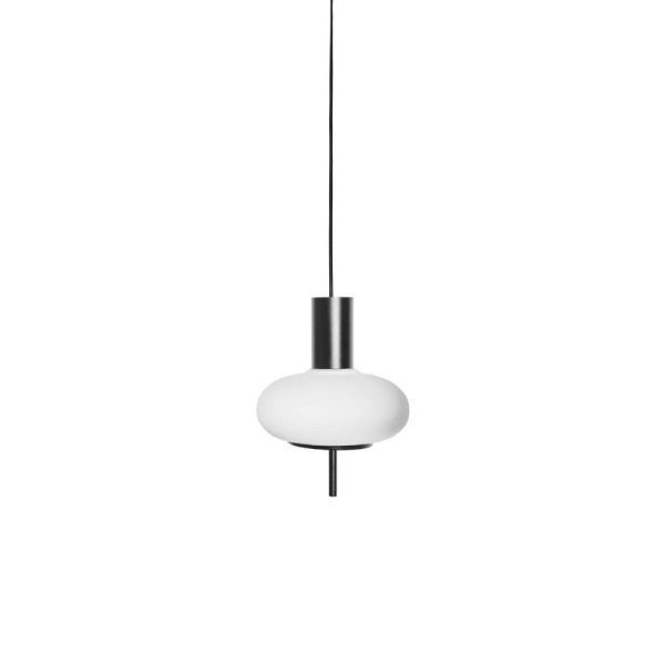 Nowoczesna wisząca lampa Torni A w kolorze czarnym z szklanym kloszem