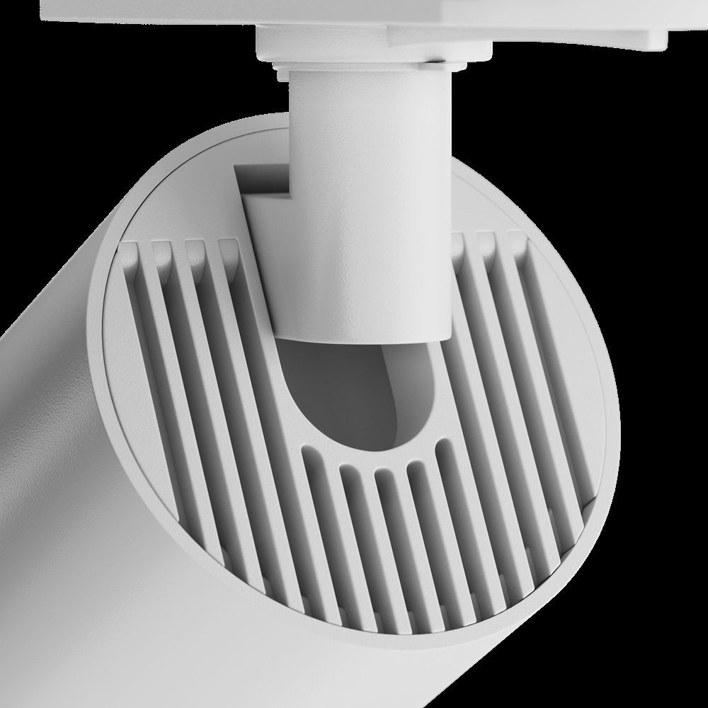 Biały sufitowy reflektor Focus S do systemu szynowego