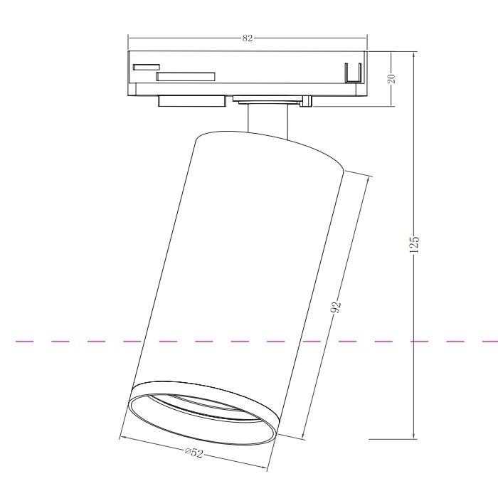 Biały sufitowy reflektor Focus S do systemu szynowego