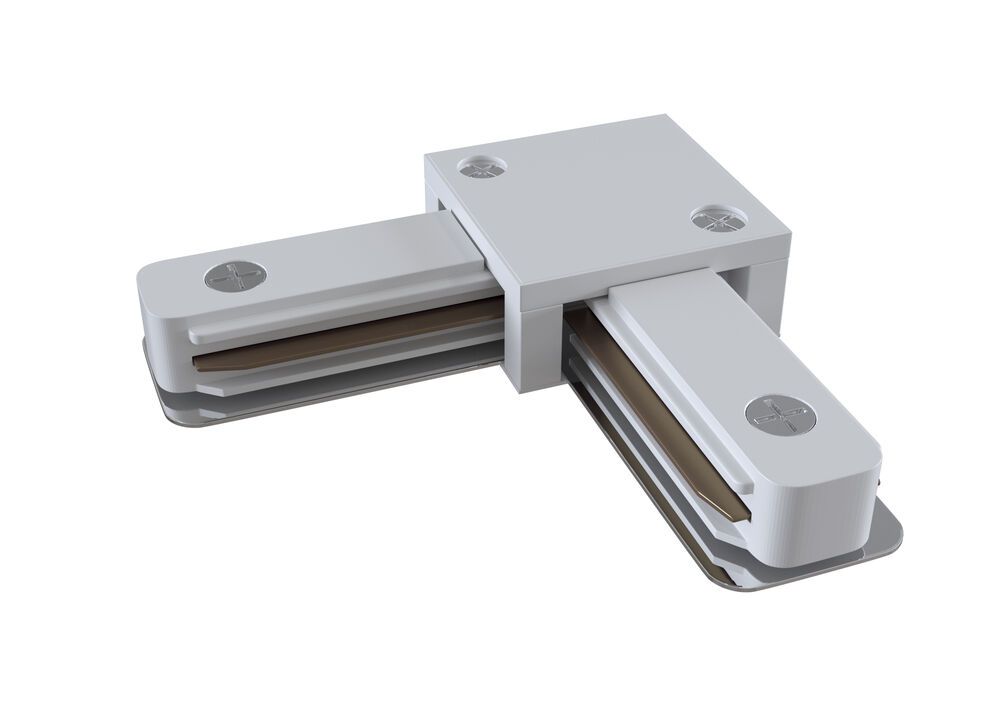 Biały łącznik „L” do systemu szynowego Unity