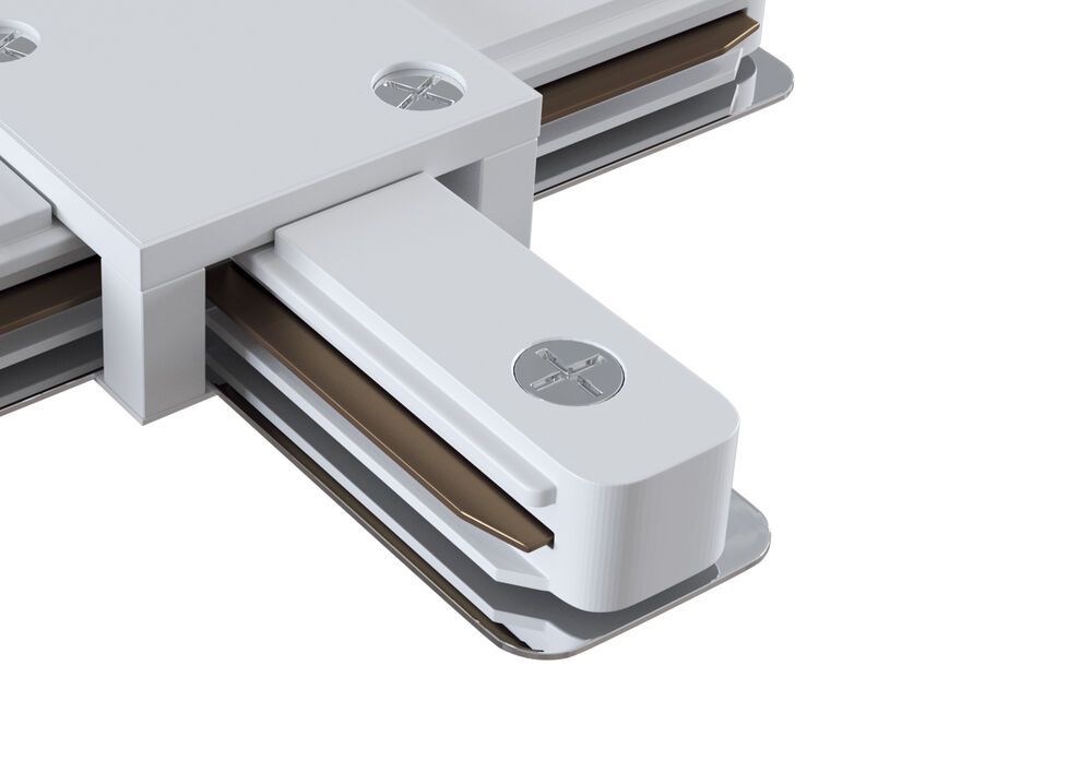 Biały łącznik „X” do systemu szynowego Unity