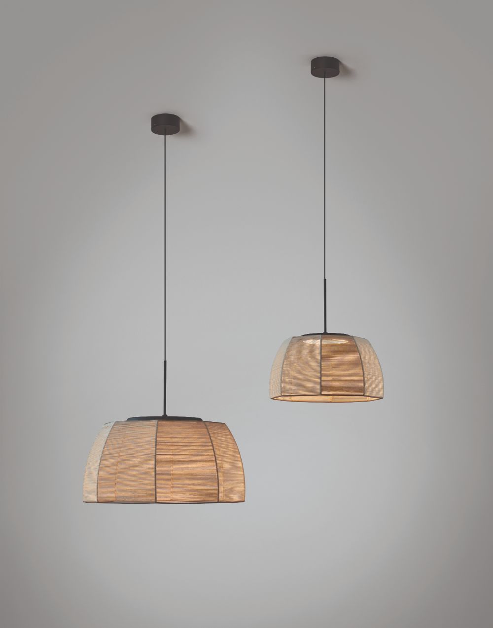 Beżowa wisząca lampa Tanit S/43 z bawełnianego sznurka