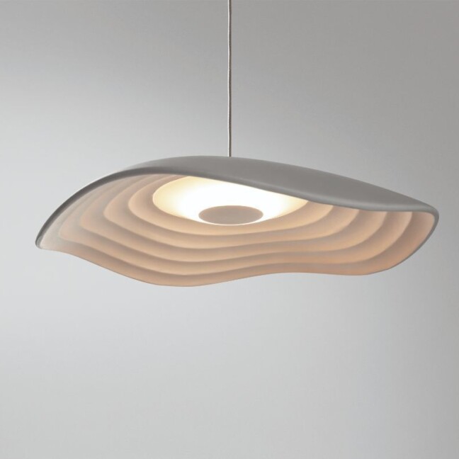 Szara wisząca lampa Valentina S/24 z białym wnętrzem