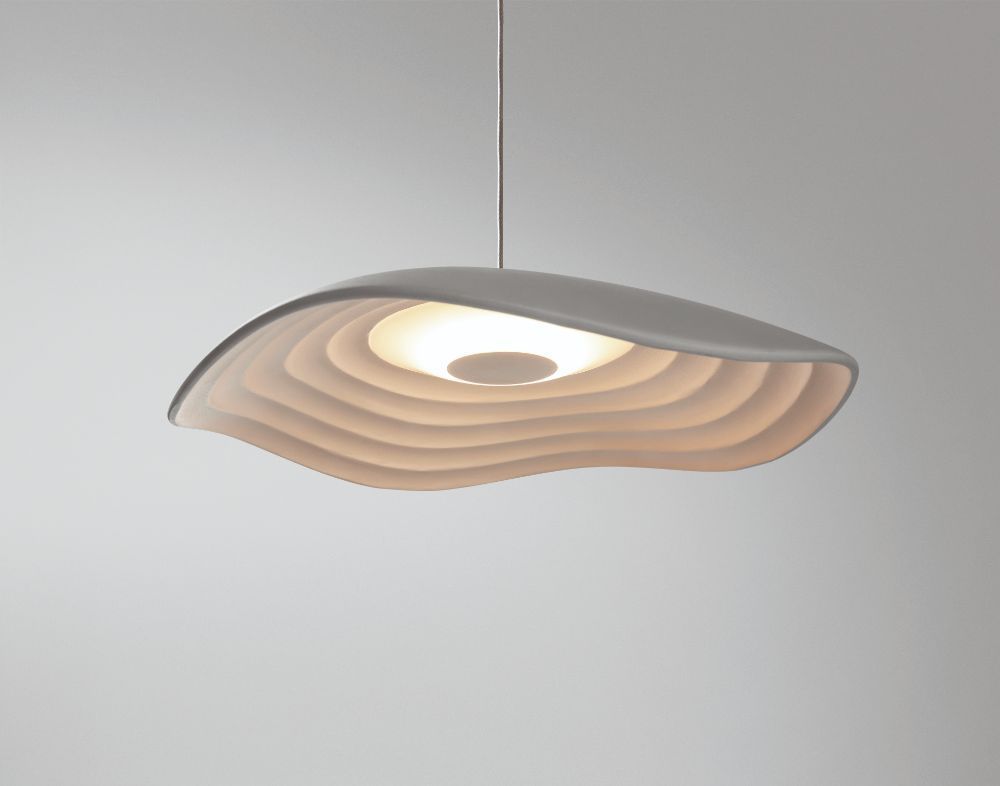 Szara wisząca lampa Valentina S/24 z białym wnętrzem