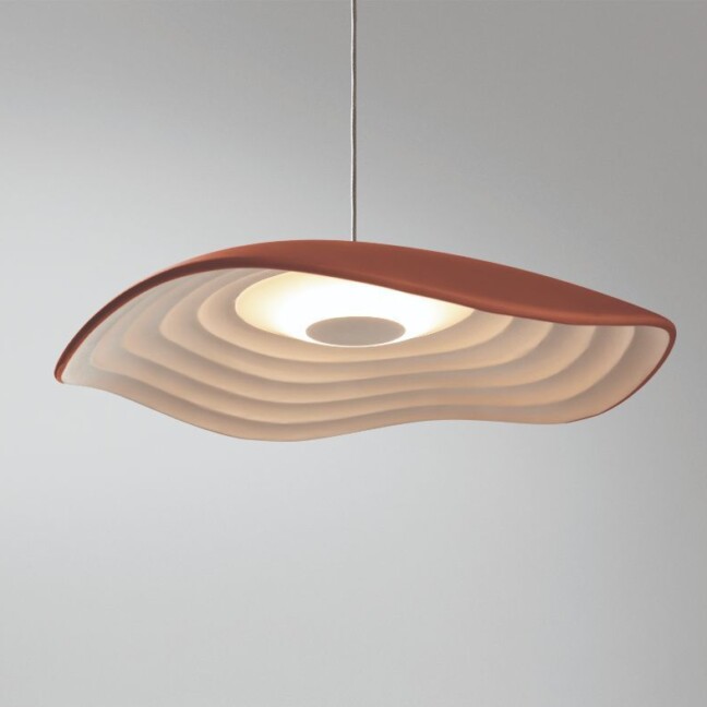 Duża, wisząca lampa Valentina S/24 w kolorach terracoty i bieli