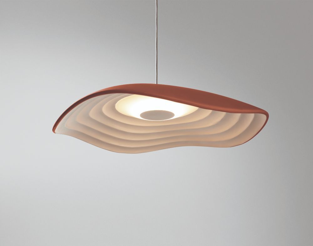 Duża, wisząca lampa Valentina S/24 w kolorach terracoty i bieli