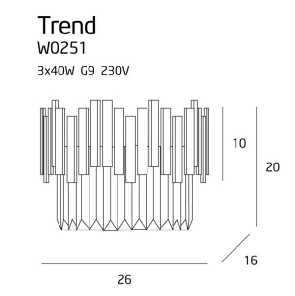 Elegancki złoty kinkiet Trend z kryształkami