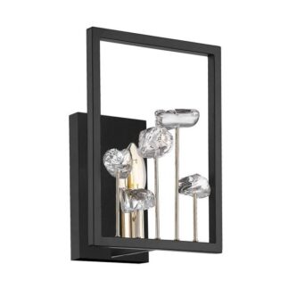 Czarny kinkiet Caroline ozdobiony kryształkami