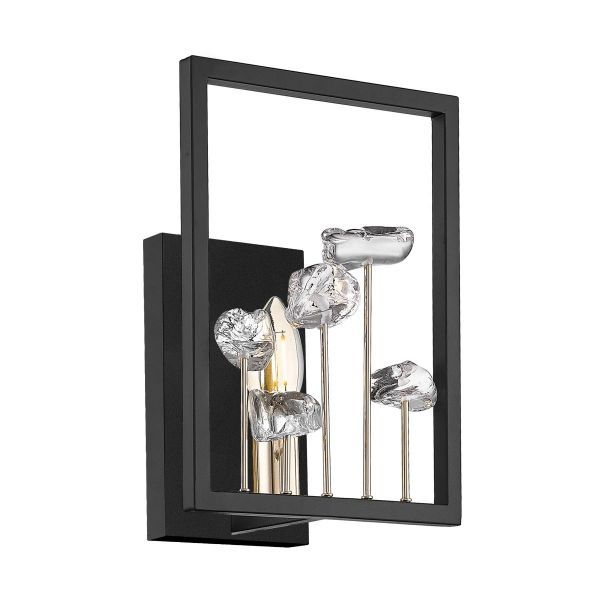 Czarny kinkiet Caroline ozdobiony kryształkami