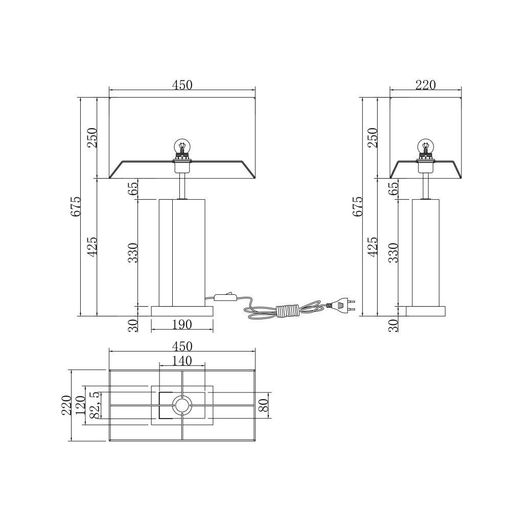 Elegancka prostokątna lampa stołowa Bianco