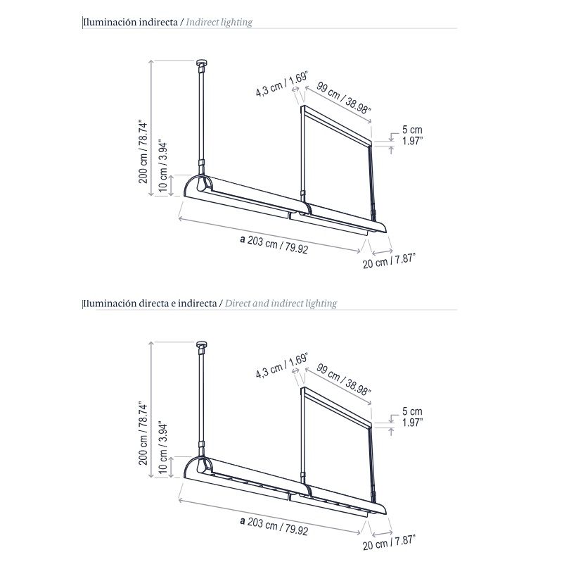 Wisząca lampa LED Aluet S/100/2L w wydłużonym kształcie